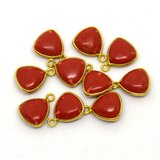 Vermeil Coral Reconstitued Connector 15x12mm EACH PIECE-beads incl pearls-Beadthemup