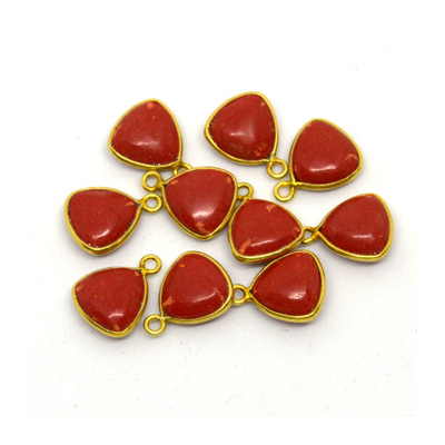 Vermeil Coral Reconstitued Connector 15x12mm EACH PIECE