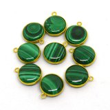 Vermeil Malachite Reconstited Pendant 18x16mm EACH PIECE-beads incl pearls-Beadthemup