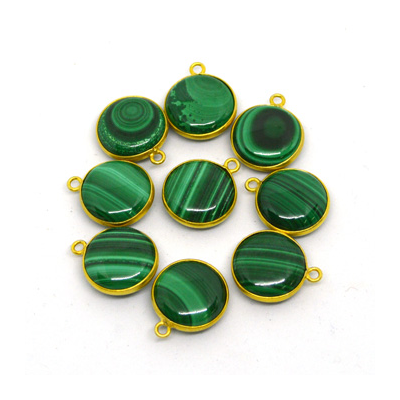 Vermeil Malachite Reconstited Pendant 18x16mm EACH PIECE