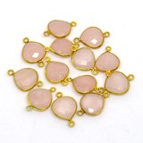 Vermeil Rose Quartz Connector 20x14mm EACH PIECE-beads incl pearls-Beadthemup