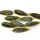 Vermeil Labradorite Connector 40x12mm EACH PIECE-beads incl pearls-Beadthemup