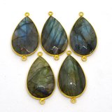 Vermeil Labradorite Connector 40x20mm EACH PIECE-beads incl pearls-Beadthemup