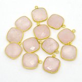 Vermeil Rose Quartz Pendant 18x15mm EACH PIECE-beads incl pearls-Beadthemup