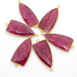 Vermeil Ruby Dyed Connector 38x18mm EACH PIECE-beads incl pearls-Beadthemup