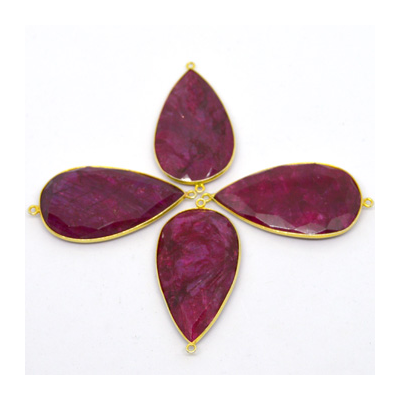 Vermeil Ruby Dyed Connector 52x36mm EACH PIECE