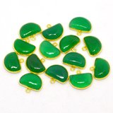 Vermeil Green Onyx Connector 17x15mm EACH PIECE-beads incl pearls-Beadthemup