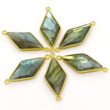 Vermeil Labradorite Connector 33x15mm EACH PIECE-beads incl pearls-Beadthemup