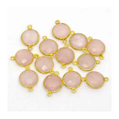 Vermeil Rose Quartz Connector 20x16mm EACH PIECE