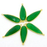 Vermeil Green Onyx Connector 38x12mm EACH PIECE-beads incl pearls-Beadthemup