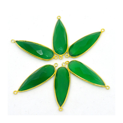 Vermeil Green Onyx Connector 38x12mm EACH PIECE