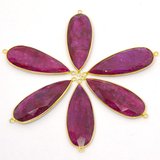 Vermeil Ruby Dyed Connector 48x17mm EACH PIECE-beads incl pearls-Beadthemup