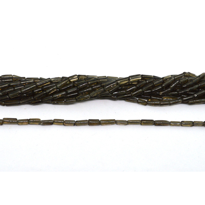 Smokey Quartz Polished Tube 8x4mm strand 42 beads