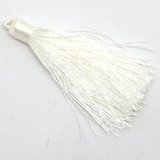 Tassel 75mm White EACH-tassels-Beadthemup
