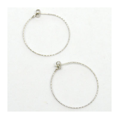 Sterling Silver Rhodium plate beadable Hoop 35mm pair