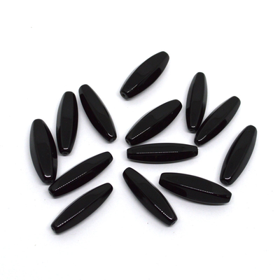 Black Agate 6 sided Olive 13x10mm Bead