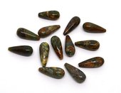 Green Jasper 30x12mm Polished Teardrop Pair-beads incl pearls-Beadthemup