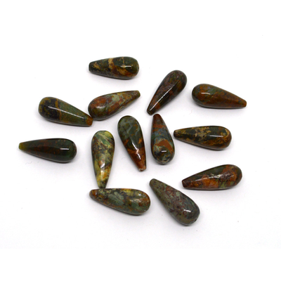 Green Jasper 30x12mm Polished Teardrop Pair