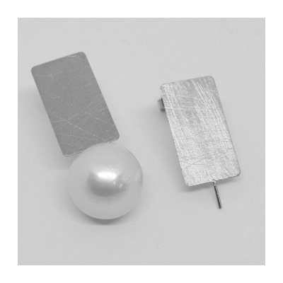 LAST ONE Sterling Silver MATT Stud Earring with pin 11x20mm PAIR