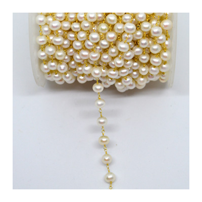 Vermeil 6.5mm F.W.Pearl handmade chain per meter 