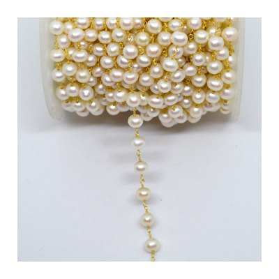 Vermeil 6.5mm F.W.Pearl handmade chain per meter