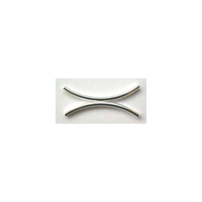 Sterling Silver Bead Tube Double curve 25mm 3 pack