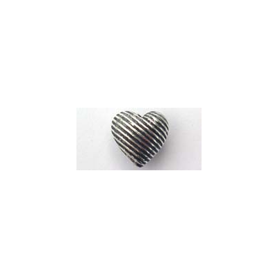Sterling Silver Bead Heart 8mm Diagonal stripe