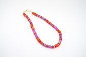 Crazy Agate Fuschsia and Orange Coral Gold necklace-jewellery-Beadthemup