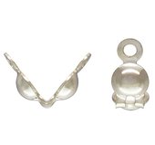 Sterling silver Clamshell Bead Tip w/2 Rings 10 pack-findings-Beadthemup