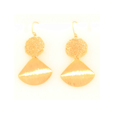 Woven Circle Fan Gold Earrings