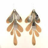Silver and Gold Double leaf Earrings-jewellery-Beadthemup