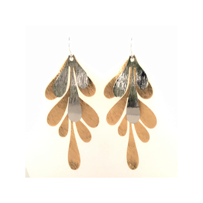 Silver and Gold Double leaf Earrings