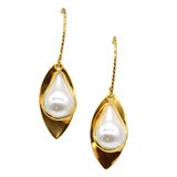 Pearl Elipse gold Earrings-jewellery-Beadthemup