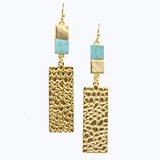 Turquoise Gold rectangle Earrings-jewellery-Beadthemup