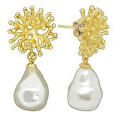 Coral Branch Pearl Gold Earrings-jewellery-Beadthemup