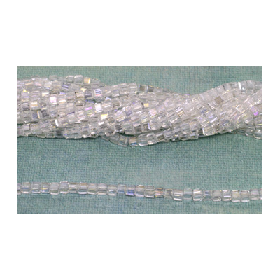 Chinese Crystal Fac.Cube 4mm Crystal AB strand 100 beads