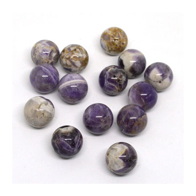 Chevron Amethyst 18mm Polished Round Bead Each