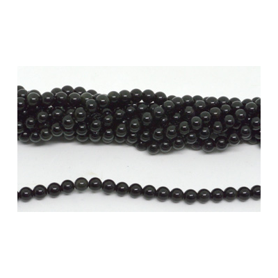 Black Tourmaline polished Round 6mm str 62 beads