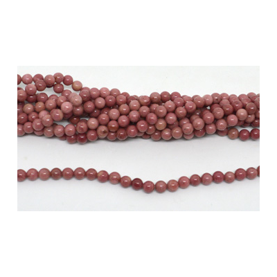 Rhodonite Polished Round 6mm strand approx. 59 beads