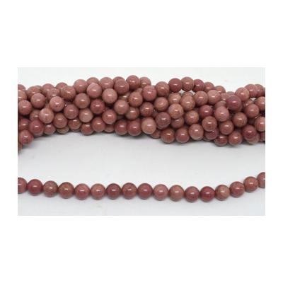 Rhodonite Polished Round 10mm strand 37 beads