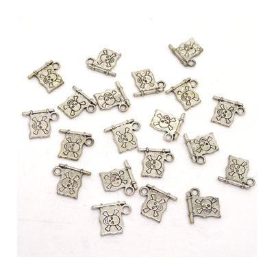 Base Metal Pirate Flag Charm 14mm 20 pack