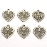 Base Metal Heart Charm 25mm 6 pack-findings-Beadthemup