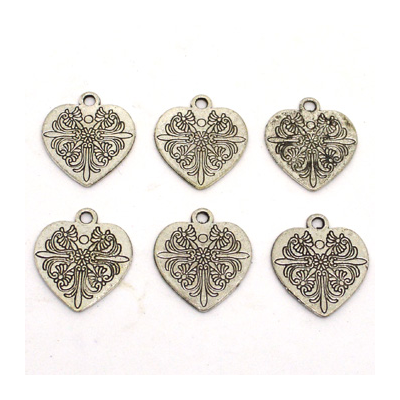 Base Metal Heart Charm 25mm 6 pack