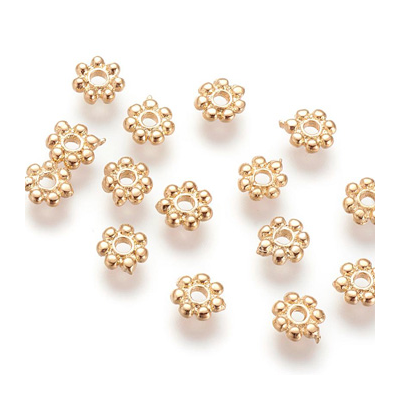 Gold plate Base Metal Beads Daisy 5mm 20 pack 