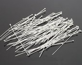 Base Metal Headpin ball 0.6x70mm 40 pack silver-findings-Beadthemup