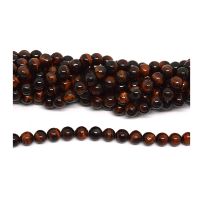 red tiger eye AB+ polished round 8mm strand 48 beads