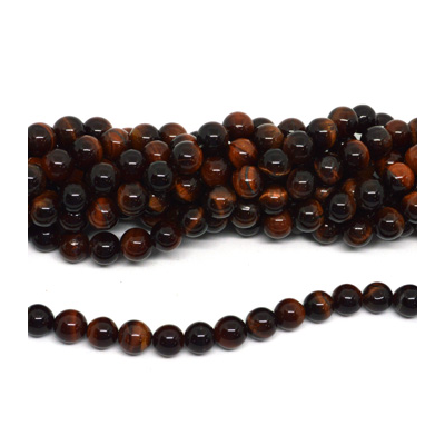red tiger eye AB+ polished round 10mm strand 38 beads