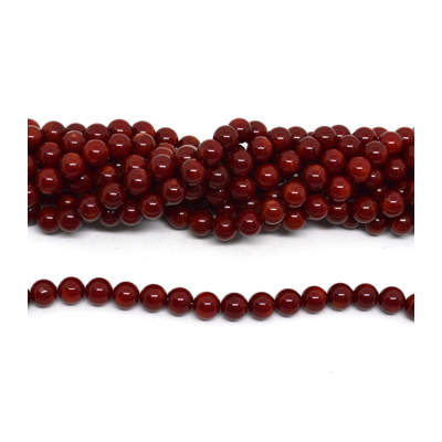 red coral polished round 8mm strand 49 beads