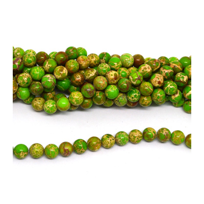 Imperial Jasper green dyed polished round 10mm strand 39 beads