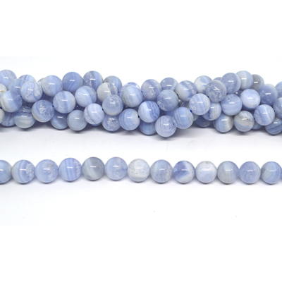 Blue Lace Agate polished round 10mm strand 39 beads